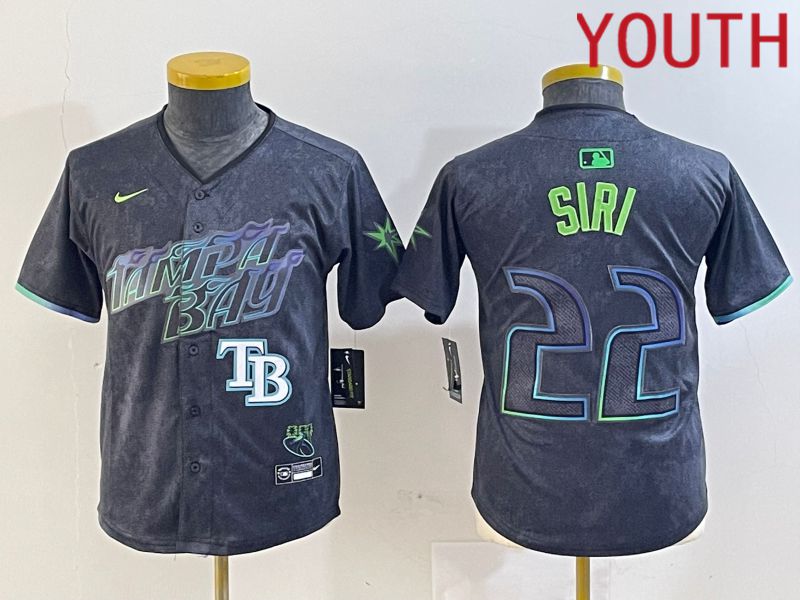 Youth Tampa Bay Rays #22 Siri Black City Edition Nike 2024 MLB Jersey style 4